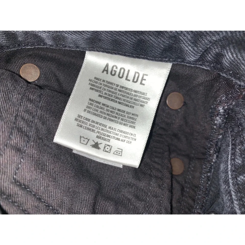 Agolde 90s Pinch Waist Jeans Washed Black Straight Leg Denim Size 26